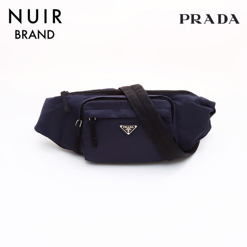 PRADA Nylon Waist Bag Navy WS7332