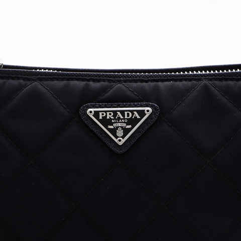 プラダ PRADA チェーン シルバー金具 キルティング ハンドバッグ ブラック WS7333