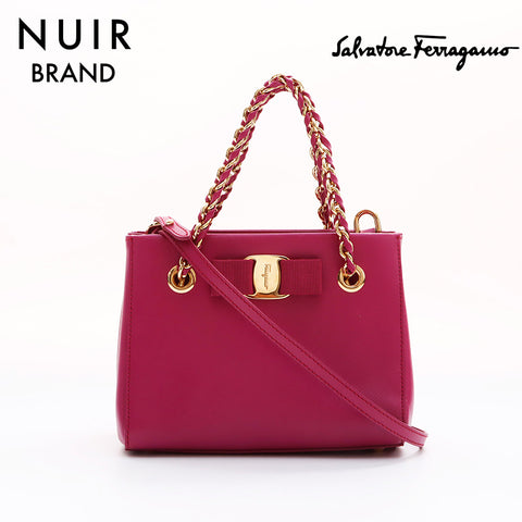 Salvatore Ferragamo Vara Chain Handbag Red WS7335
