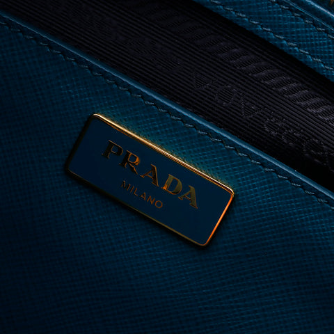 プラダ PRADA 2way 三角ロゴ トライアングルロゴ レザー ショルダーバッグ ブルー WS7337