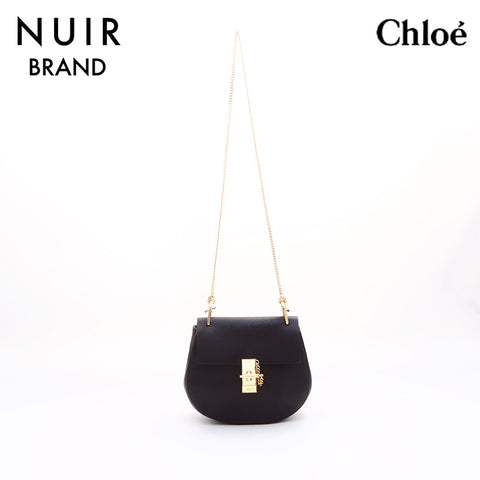 Chloe Drew Chain Leather Shoulder Bag Black WS7339