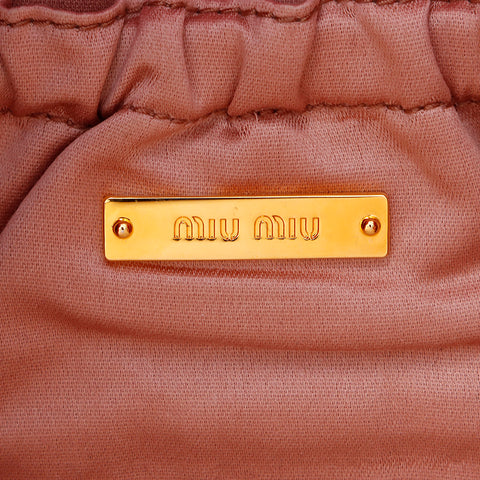 ミュウ ミュウ Miu Miu マトラッセ チェーン クリスタルビジュー ナッパ ショルダーバッグ ピンク WS7341