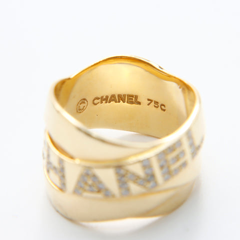 シャネル CHANEL ロゴ ラインストーン Size:9 リング・指輪 ゴールド WS7345