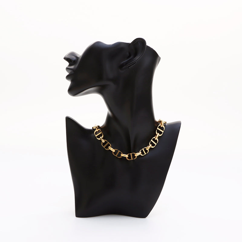 Christian Dior Logo Choker Chain Necklace Gold WS7347 – NUIR