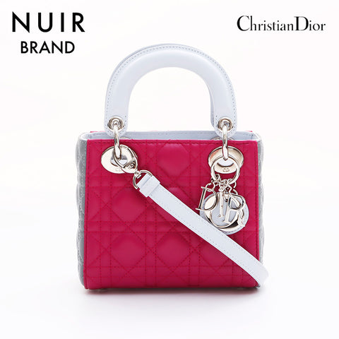 クリスチャンディオール Christian Dior レディーディオール バイカラー シルバー金具 2way ハンドバッグ ピンク ブルー WS7354