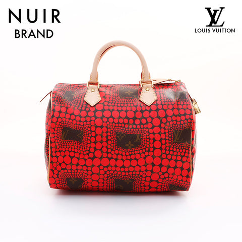 Louis Vuitton LOUIS VUITTON Kusama Yayoi DU1172 Boston Bag Red WS7367