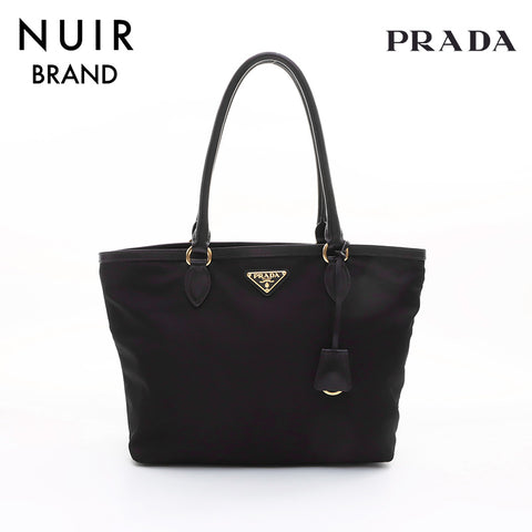 PRADA Triangle Logo Tote Bag Black WS7369