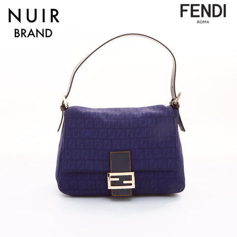 FENDI Mamma Bucket Zucca Pattern Handbag Navy WS7372