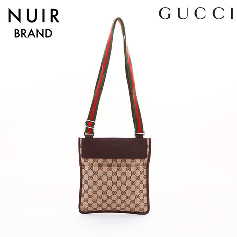 Gucci GG Canvas Sherry No Gusset Shoulder Bag Khaki WS7396