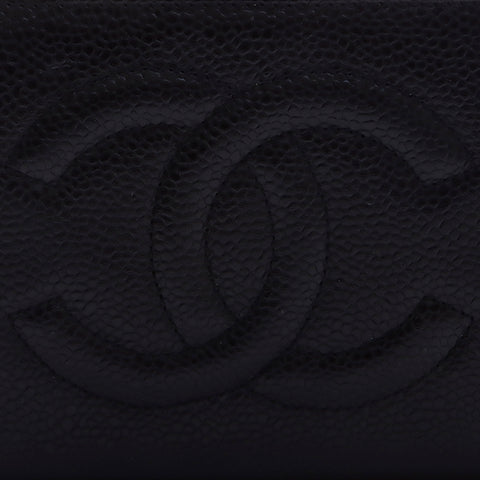 シャネル CHANEL デカココマークキャビアスキン4番台 折り財布 ブラック WS7406