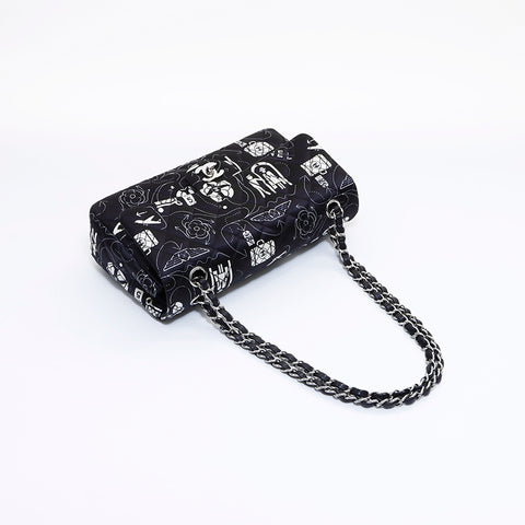 Chanel Chanel n ° 22 Motif MOTIF DOUBLE SAGLE SAUVEUR SALLE DE CHAMPE DE REGLAGE NOIR WS7408