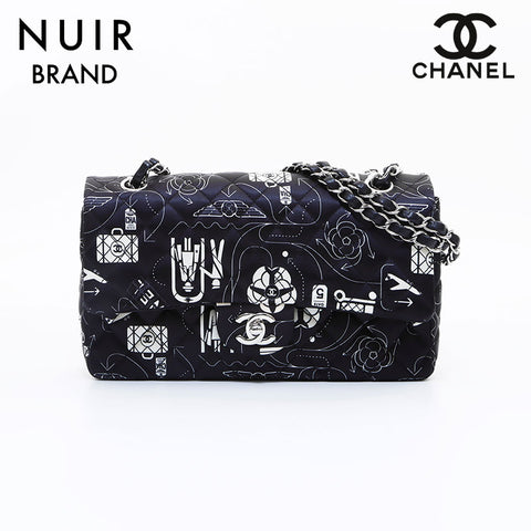 Chanel CHANEL No. 22 Icon motif Double flap Chain Shoulder Bag Black WS7408