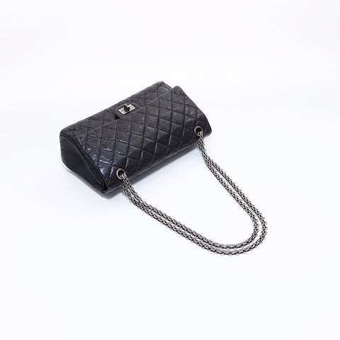 シャネル CHANEL 14番台 2.55 シルバー金具 チェーン ダブルフラップ ショルダーバッグ ブラック WS7413