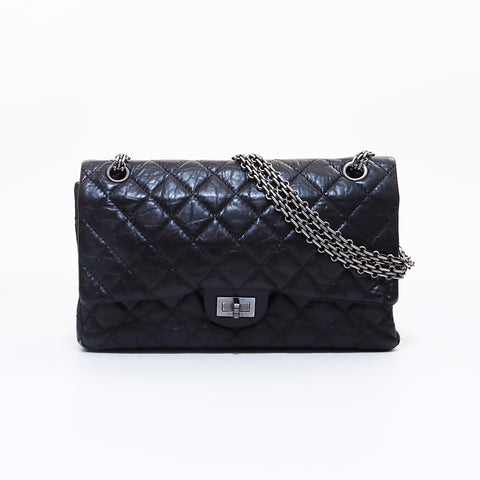 シャネル CHANEL 14番台 2.55 シルバー金具 チェーン ダブルフラップ ショルダーバッグ ブラック WS7413