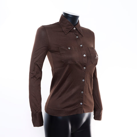 席琳托架长袖衬衫棕色WS7438