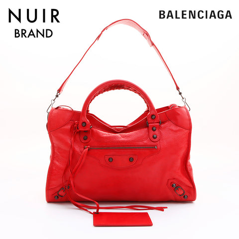 Balenciaga BALENCIAGA 2way Lukagoru City Shoulder Bag Red WS7441