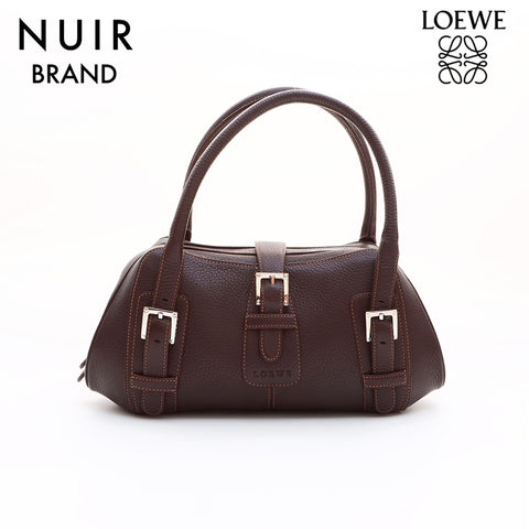 LOEWE Sender Silver Hardware Handbag Brown WS7447