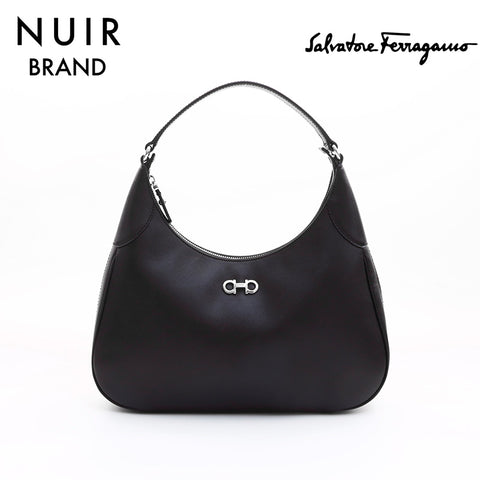 Salvatore Ferragamo One-shoulder Silver Fitting Shoulder Bag Black WS7449