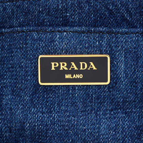 プラダ PRADA デニム カナパ 2way ハンドバッグ ネイビー WS7452