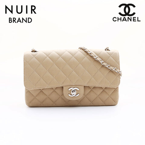 Chanel CHANEL 6th canvas matelasse silver shoulder bag beige WS7462