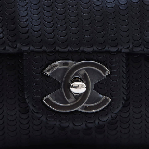 CHANEL 19th Series Double Chain Silver Metal Shoulder Bag schwarz WS7464