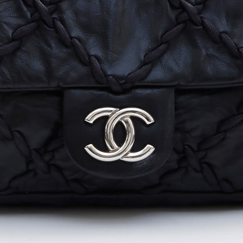 シャネル CHANEL 14番台 シルバー金具 ウルトラステッチ ショルダーバッグ ブラック WS7466