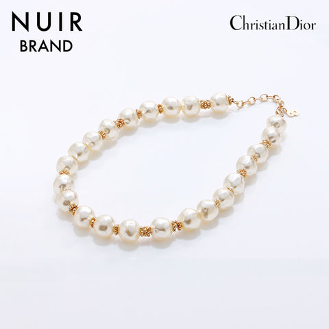 クリスチャンディオール Christian Dior パール ネックレス ゴールド ホワイト WS7478