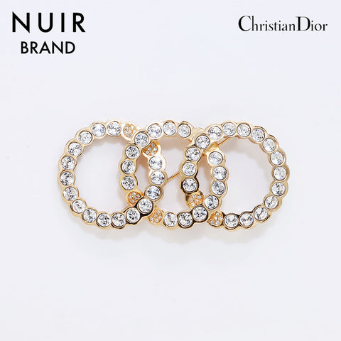クリスチャンディオール Christian Dior ラインストーン ブローチ ゴールド WS7481