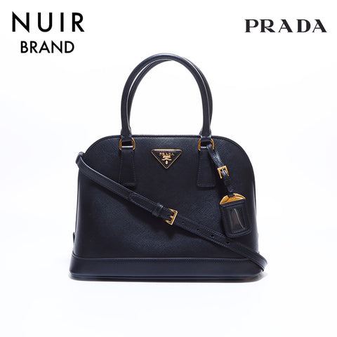 PRADA Saffiano 2way Shoulder Handbag Black WS7488