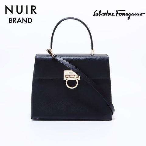 Salvatore Ferragamo Gancini 2way Shoulder Handbag Black WS7489