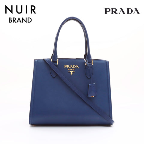 プラダ PRADA サフィアーノ　2WAY 斜めがけ ハンドバッグ ブルー WS7508