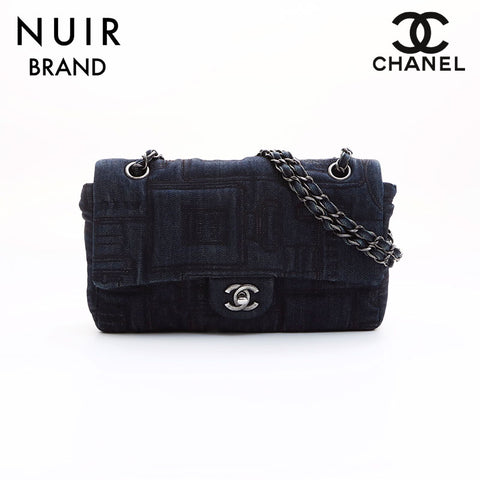 シャネル CHANEL デニム　香水柄　チェーン22番台 ショルダーバッグ ネイビー WS7519