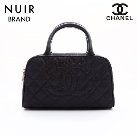 Chanel CHANEL Deka Coco Mark Matelasse Caviar Skin Mini Boston Unit 8 Handbag Black WS7522