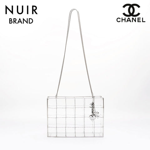Chanel Coco Mark Icon Acrylic Case Beads Chain Shoulder Bag Clear WS7523