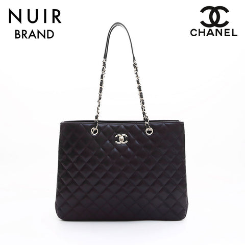 Chanel Coco Mark Matelasse Caviar Skin Chain Tote Shoulder Bag Black WS7526