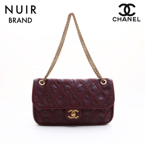 Chanel Coco Mark Matelasse Calfskin Chain No. 15 Shoulder Bag Wine Red WS7527