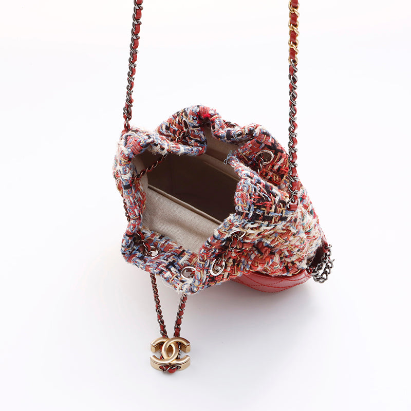 シャネル CHANEL ココマーク ガブリエル ツイードレザー巾着24番台
