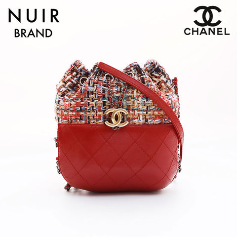 Chanel Coco Mark Gabriel Tweed Leather Drawstring Bag No. 24 Shoulder Bag Multicolor WS7529