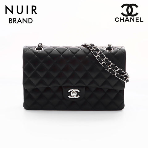 Chanel Coco Mark Silver Metal Fittings Matelasse Double Flap No. 18 Shoulder Bag Black WS7533