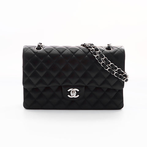 シャネル CHANEL ココマークシルバー金具 マトラッセ ダブルフラップ18番台 ショルダーバッグ ブラック WS7533