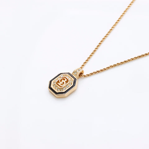 Christian Dior Logo Rhingestone Collier Gold WS7536