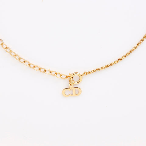 Christian Dior Logo Rhingestone Collier Gold WS7536