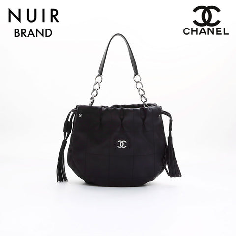Chanel Lamb Leather No. 8 Chain Shoulder Bag Black WS7543