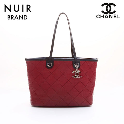 シャネル CHANEL 19番台 キャビアスキン ショルダーバッグ レッド ブラック WS7544