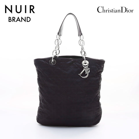 Christian Dior Canage Chain Tote Bag Black WS7550