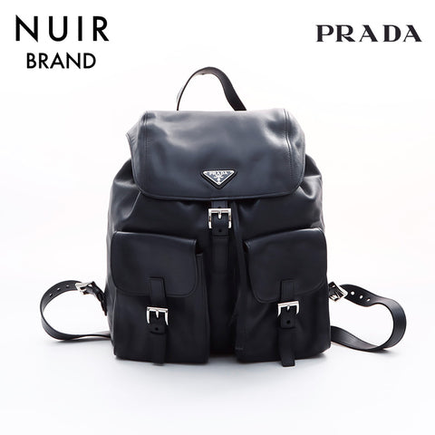 PRADA Leather Backpack/Daypack Navy WS7551
