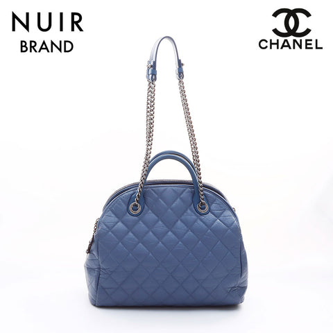 Chanel CHANEL Matelasse Bubble Quilt Handbag Blue WS7561