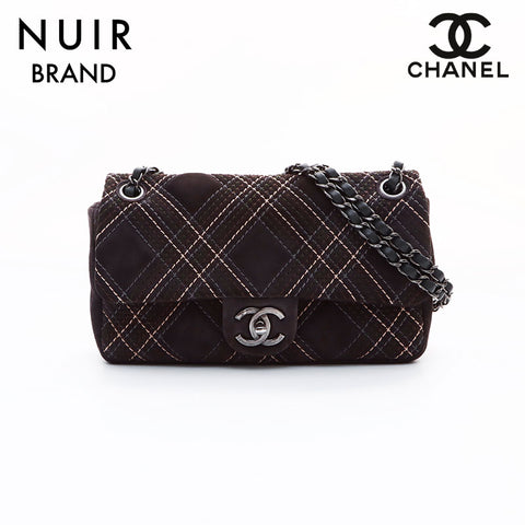 Chanel CHANEL No. 18 Stitched Suede Shoulder Bag Gray WS7565