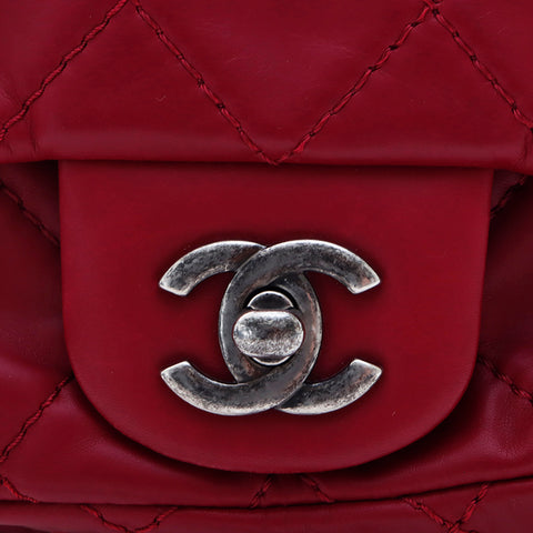 シャネル CHANEL 17番台 シルバー金具 ターンロック リュック・デイパック レッド WS7567