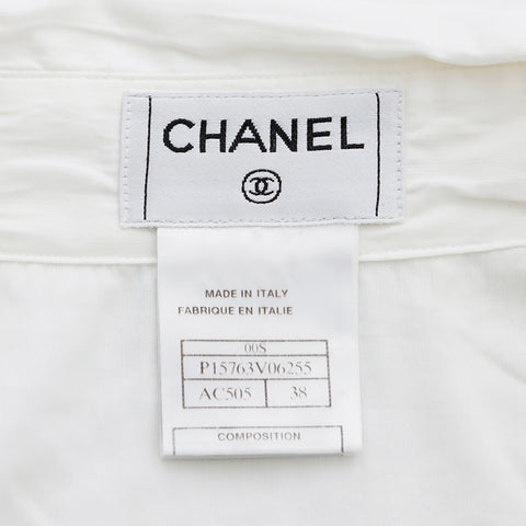 シャネル CHANEL Size:38 コットン ロゴ 長袖シャツ ホワイト WS7569